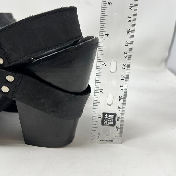 Sixtyseven Double Strap Clog Heels Black Leather Platform Women's 38 US 7.5 - Picture 12 of 12